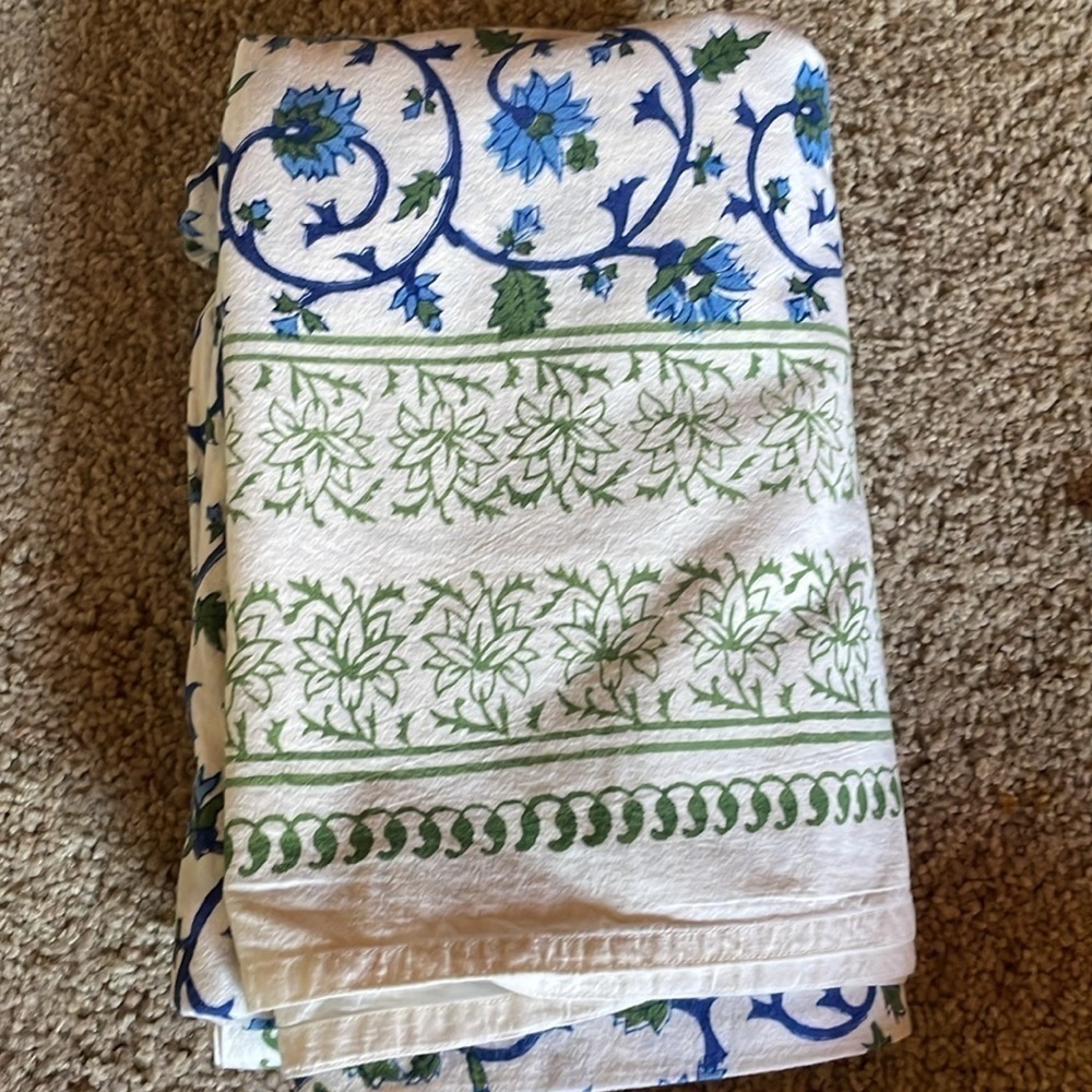 SAFFRON MARIGOLD Boho Hand Printed Tablecloth Moonlit Taj - Picture 5 of 7